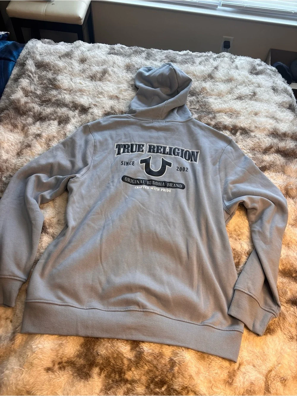NWT True Religion Light blue Zip-Up Hoodie